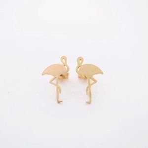 Gold Flamingo Studs